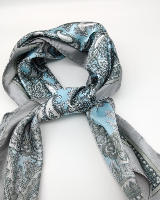 blue retro small silk scarf